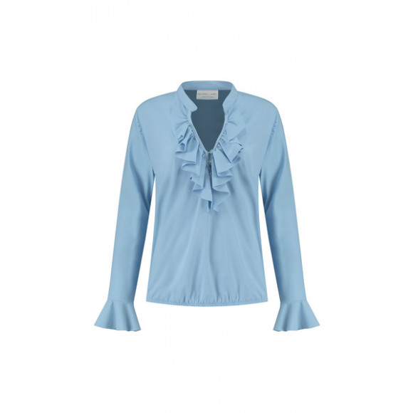 Helena Hart - Blauw Blouse ruche Blauw S - Maat S