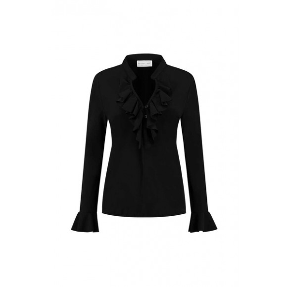 Helena Hart - Zwart Blouse ruche Zwart XXL - Maat XXL