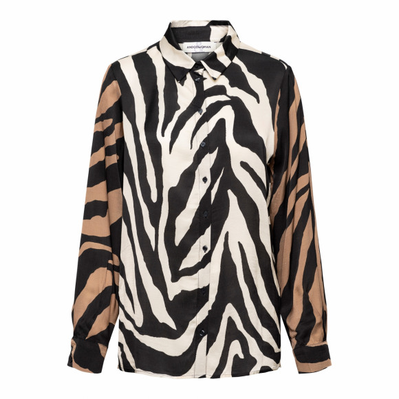 &Co - Zand Blouse zebra Zand XS - Maat XS