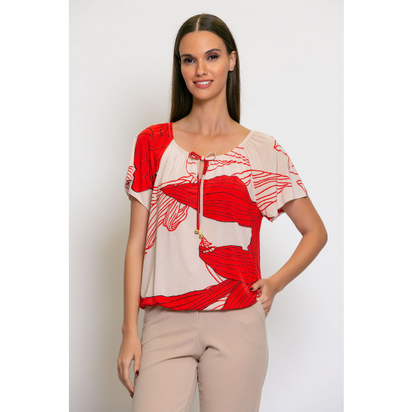 Batida - Rood Blouson km print Rood 40 - Maat 40