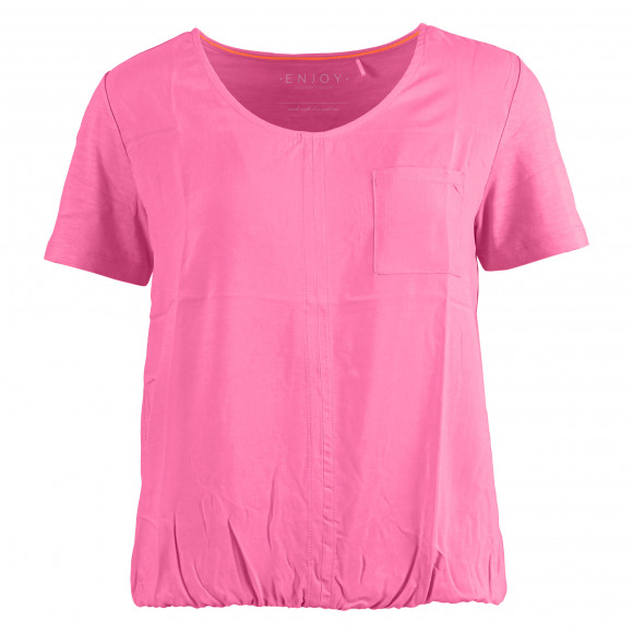 Enjoy - Roze Blouson v-hals cold-dye 2 materialen Roze S
