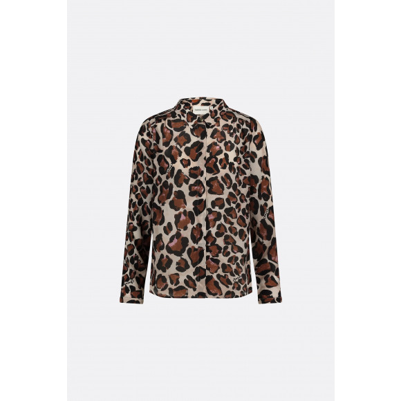 Fabienne Chapot - Zwart Blouse panterprint Zwart 42 - Maat 42