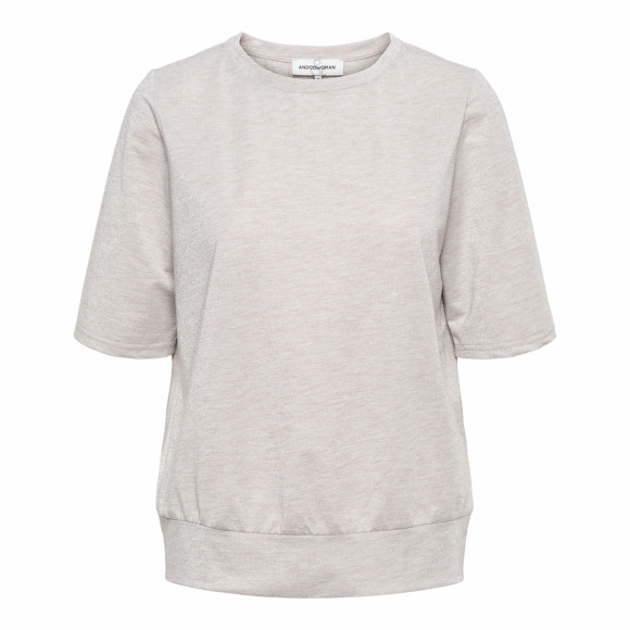 &Co - Wit T-shirt glitter Wit M - Maat M