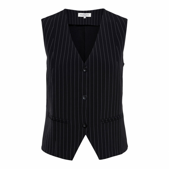 &Co - Zwart Gilet pinstripe Zwart S - Maat S