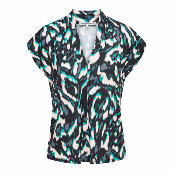 &Co - Groen Shirt v-hals print Groen 3XL - Maat 3XL