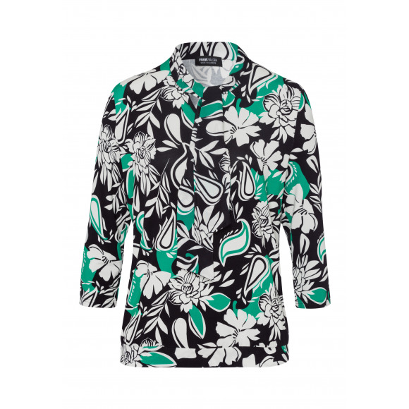 Frank Walder - Blauw Blouson print strik Blauw 44 - Maat 44