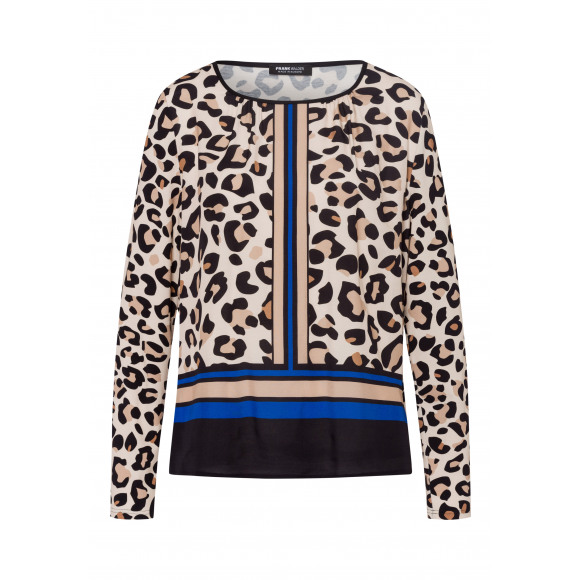Frank Walder - Blauw Top animal abstract Blauw 44 - Maat 44