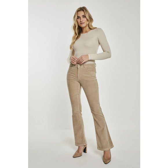 Para Mi - Beige Flared corduroy broek L32 Beige 32