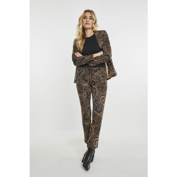 Para Mi - Zand Straight leg knitted jacquard broek Zand 46 - Maat 46