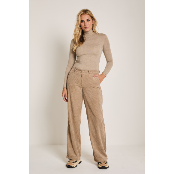 Para Mi - Beige Wide leg cord broek Beige 44 - Maat 44