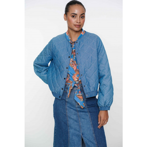 Geisha - Blauw Jeans look bomberjasje Blauw S
