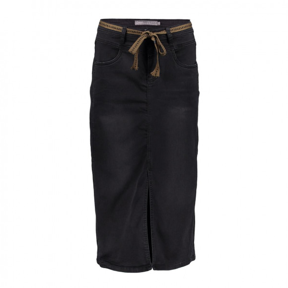 Geisha Rok Spijkerrok Met Split En Ceintuur 46510 10 000850 Black Denim Dames Maat - 3XL