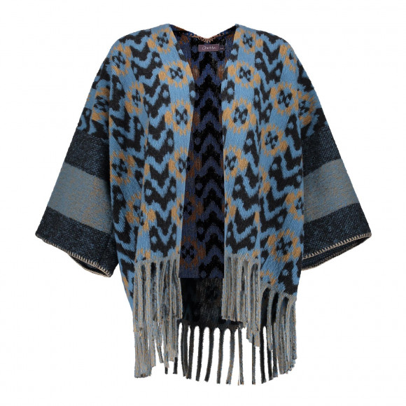 Geisha - Anthracite Poncho met print anthracite S - Maat S