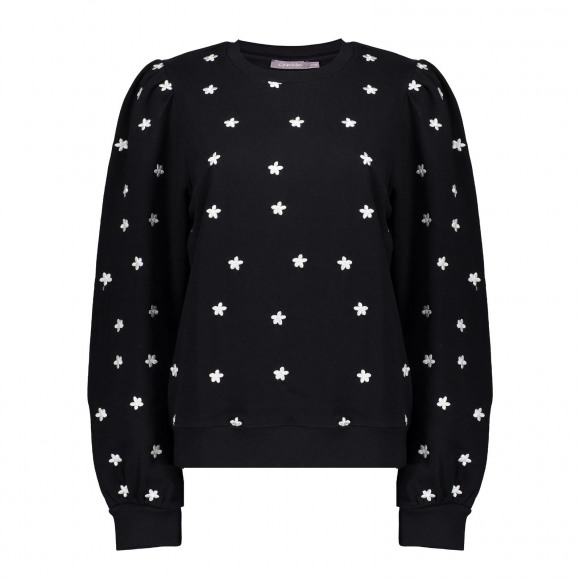 Geisha - Black Sweater bloemetjes black 3XL - Maat 3XL