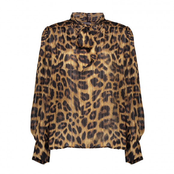 Geisha - Black Blouse panter strik black XS - Maat XS