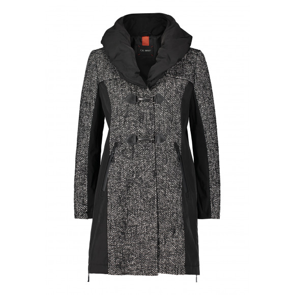 Gil Bret - Zwart Tweed/materiaalmix winterjas Zwart 46 - Maat 46