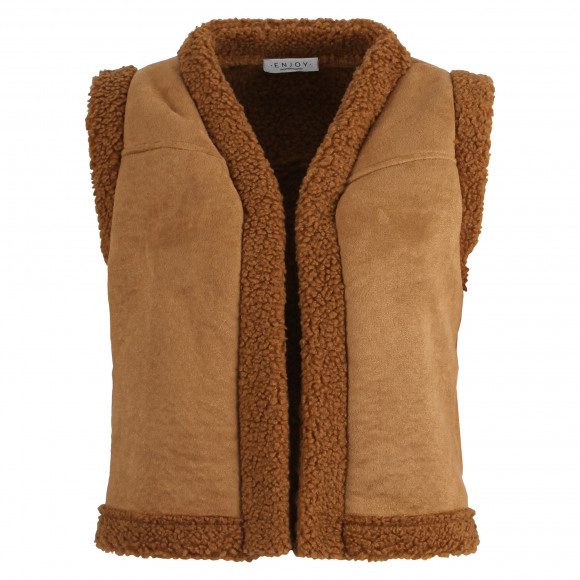 Enjoy - Bruin Gilet teddy/mix Bruin M - Maat M