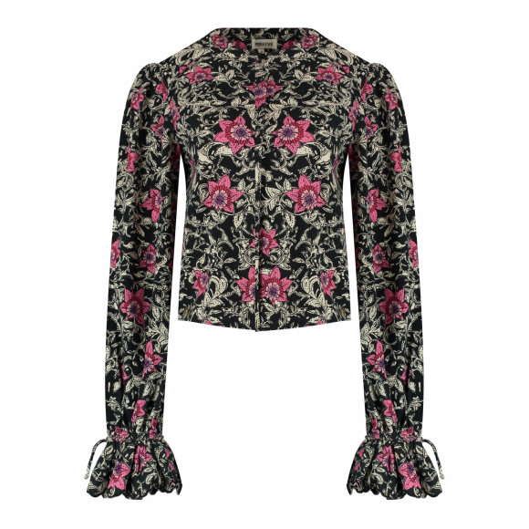 Harper & Yve - Zwart Blouse bloemprint Zwart XS - Maat XS