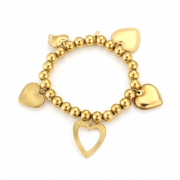Sunset Fashion - Geel Armband hartjes Geel One Size
