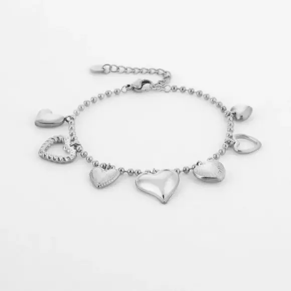 Sunset Fashion - Grijs Armband hartjes Grijs One Size