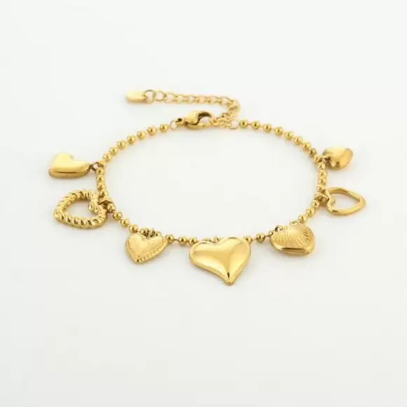 Sunset Fashion - Geel Armband hartjes Geel One Size