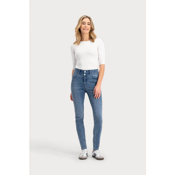 Florez - Blauw Jeans high waist skinny Blauw 28 - Maat 28