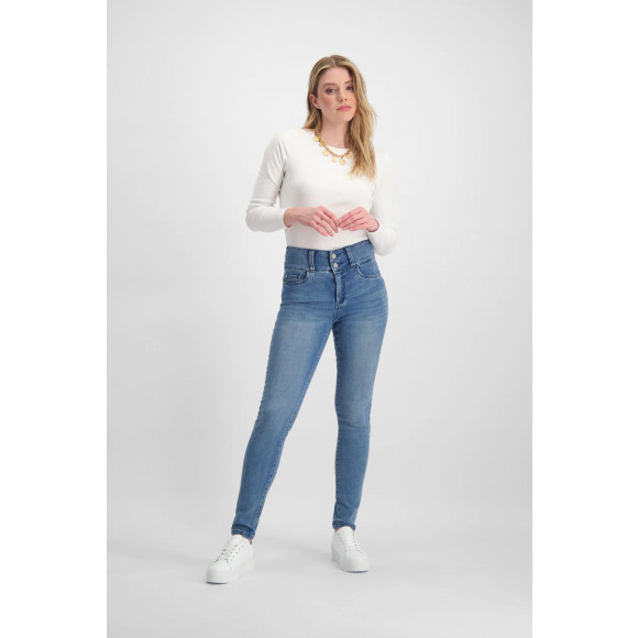 Florez - Blauw Jeans high waist skinny Blauw 30 - Maat 30