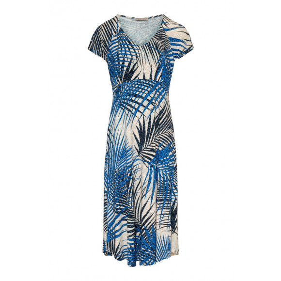 Dreamstar - Blauw Jurk bladprint lang Blauw M - Maat M