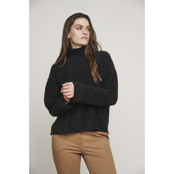 Rino & Pelle - Zwart Trui fluffy Zwart M - Maat M