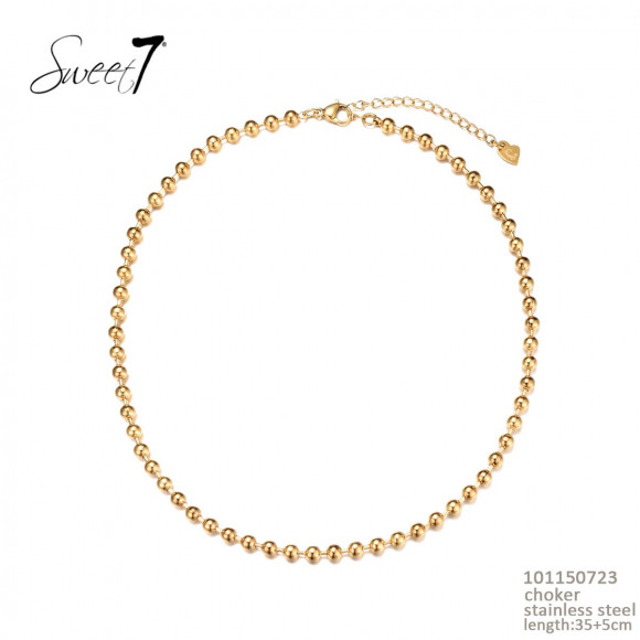 Sweet 7 - Goud Ket. kort bolletjes Goud One Size - Maat One Size