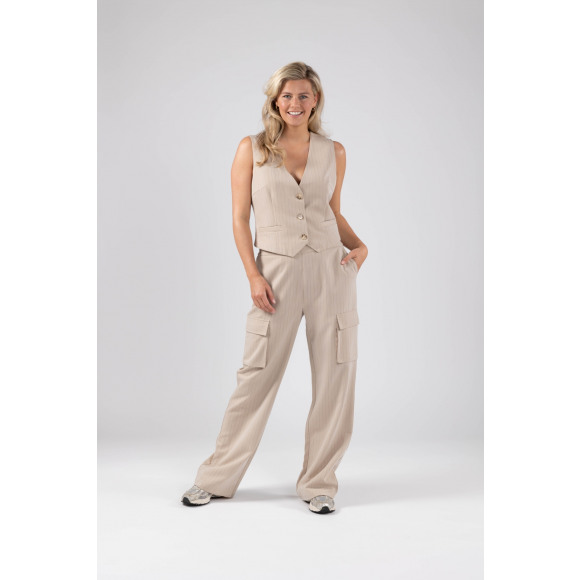 Nukus - Zand Pantalon pinstripe cargo Zand XS - Maat XS