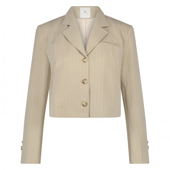 Nukus - Zand Blazer kort pinstripe Zand L - Maat L