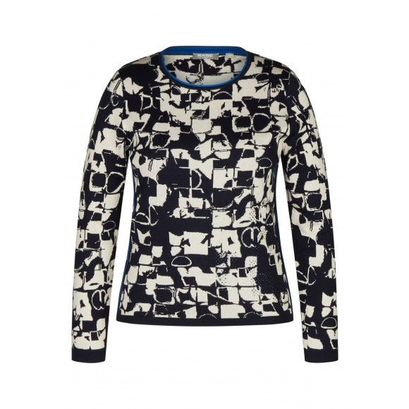 Rabe - Blauw Pullover print Blauw 44 - Maat 44