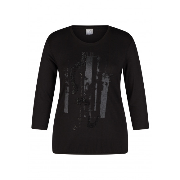 Rabe - Zwart T-shirt effen strass Zwart 48 - Maat 48