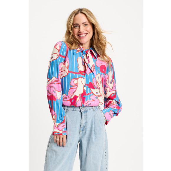 Pom Amsterdam - Blauw | Dames | Blouse | Blauw | 46 | regular | Kamst mode