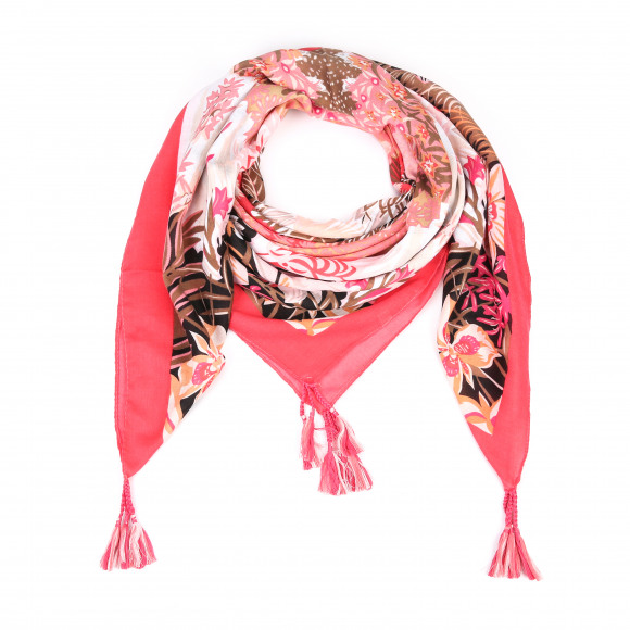 Sunset Fashion - Rood Sjaal Bloem Rood One Size - Maat One Size