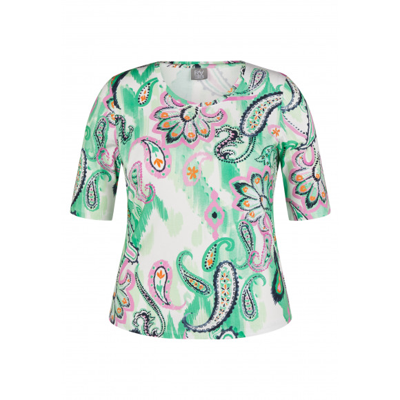 Rabe - Groen T-shirt paisley Groen 38 - Maat 38