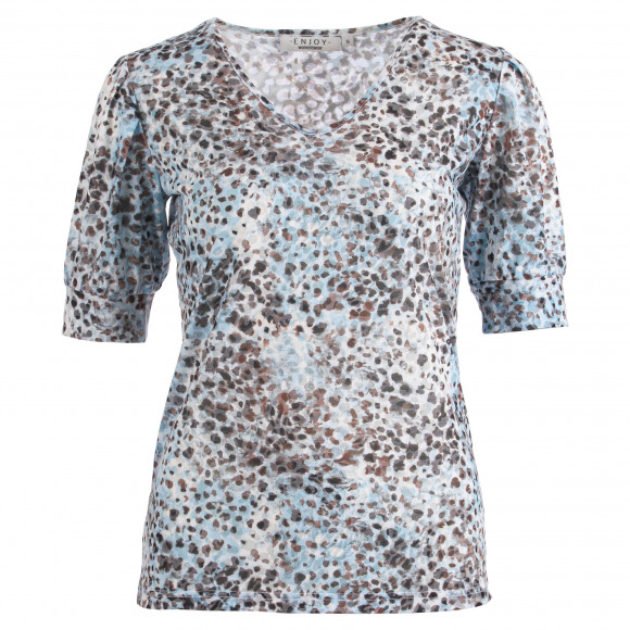 Enjoy - Blauw T-shirt pofmouw print Blauw S - Maat S
