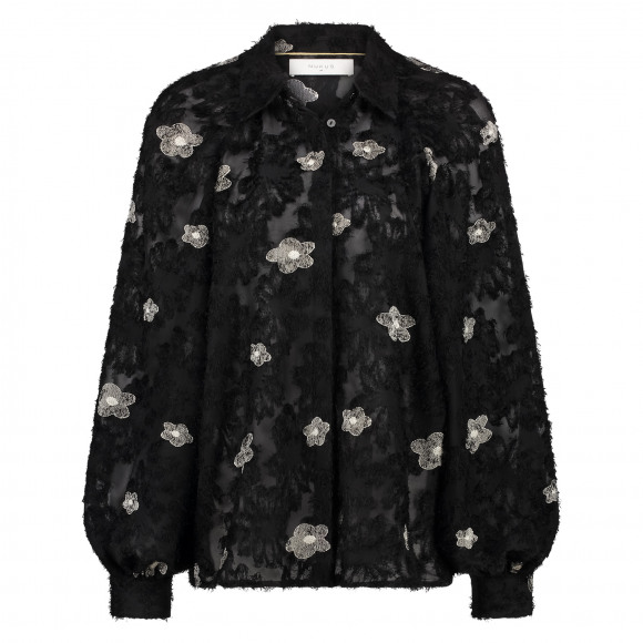 Nukus - Zwart Blouse bloemen Zwart S - Maat S