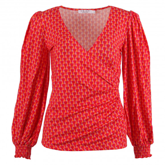 Enjoy - Roze Top overslag ballon Roze XL - Maat XL