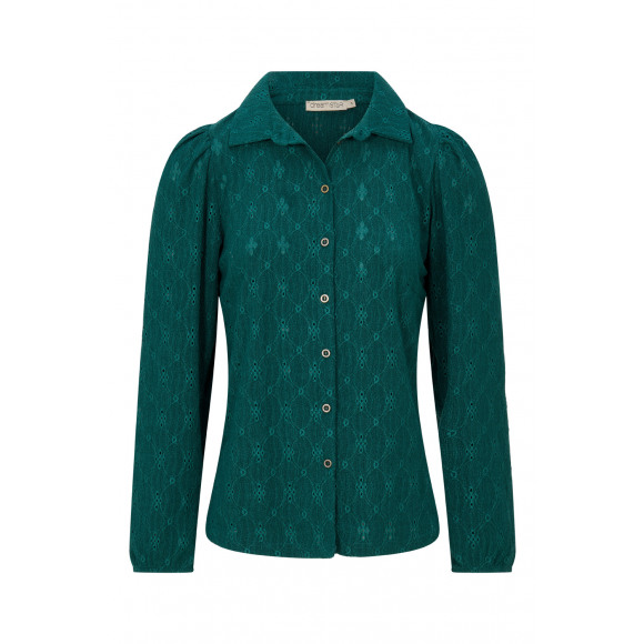 Dreamstar - Groen Blouse effen broderie Groen L - Maat L