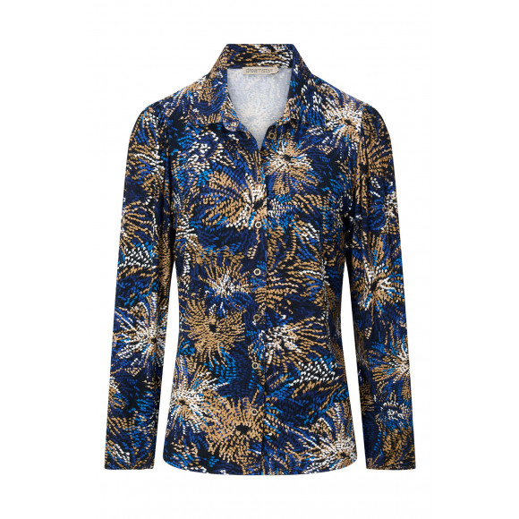 Dreamstar - Blauw Blouse print met kraag Blauw M - Maat M