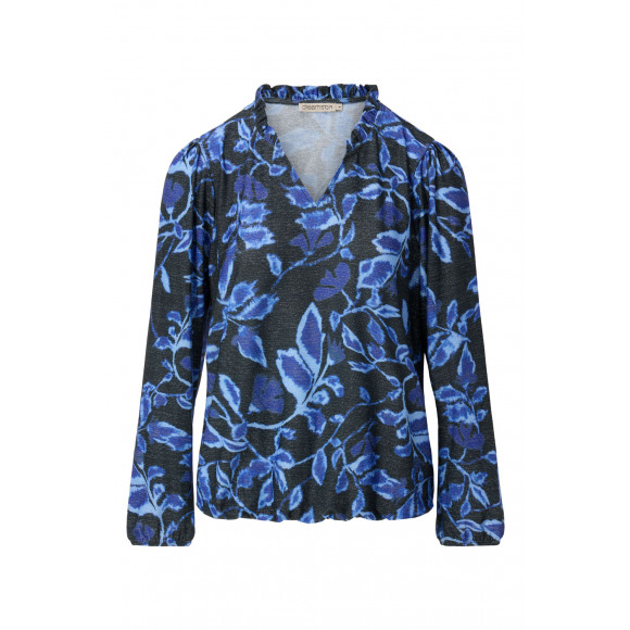 Dreamstar - Blauw Shirt glans bloem Blauw M - Maat M