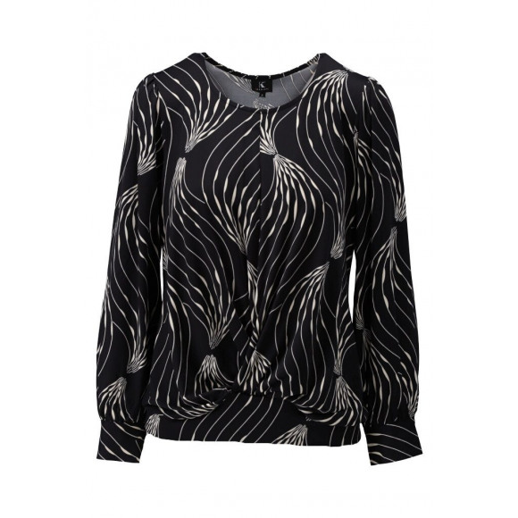 K Design - Zwart Blouse print Zwart XL - Maat XL