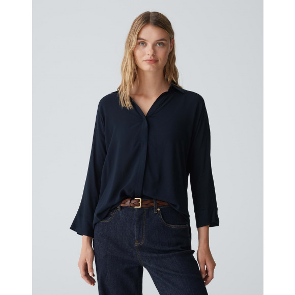 Opus - Blauw Losvallende blouse Blauw 38 - Maat 38