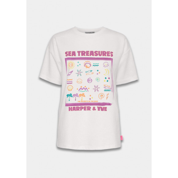 Harper & Yve - Wit T-shirt frontprint Wit XL - Maat XL