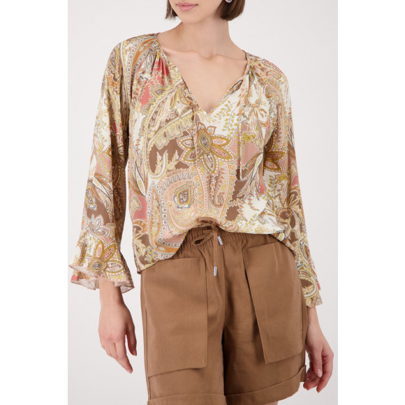 Monari - Mocca gemustert | unisex | Blouse | mocca gemustert | 46 | regular | Kamst mode
