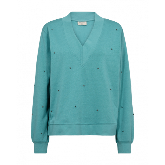 FreeQuent - Blauw Sweater kraaltjes Blauw S - Maat S