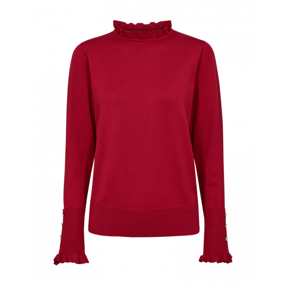 FreeQuent - Rood Trui turtle ruches Rood XXL - Maat XXL