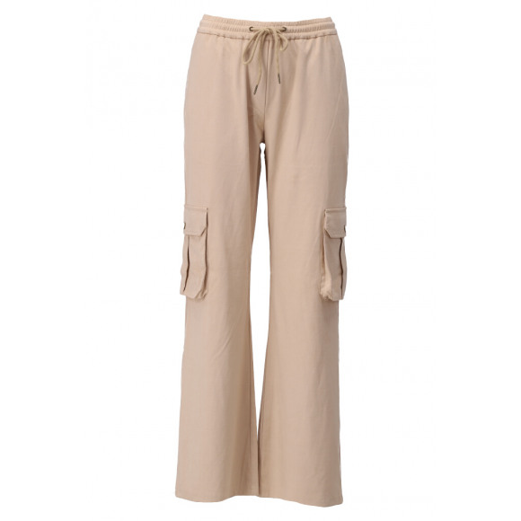 K Design - Beige Broek suedine cargo Beige L - Maat L